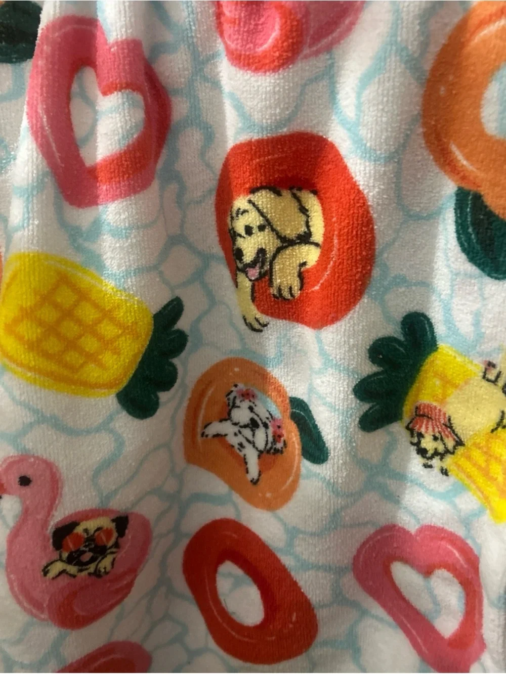 The Big One Plush Towel Wrap Dogs Fruit Flamingo